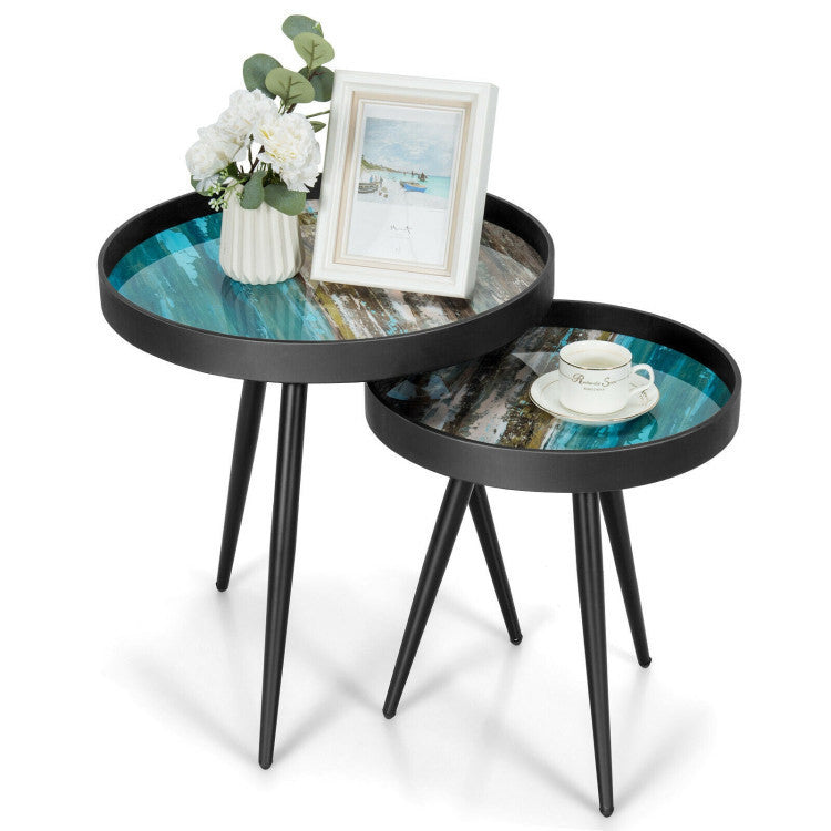 2PCS Modern Classic Yet Simper Nesting End Coffee Tables