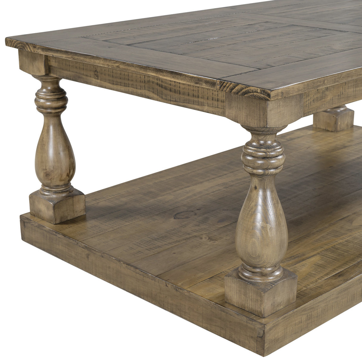 U_STYLE Rustic Floor Shelf Coffee Table with Storage