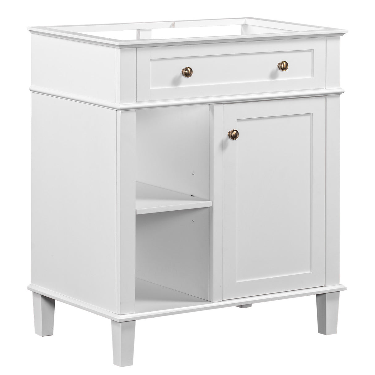 White 30" Bathroom Vanity without Sink, Bathroom Cabinet Base Only