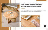 Naturally elegant wooden coffee table with faux rattan accents