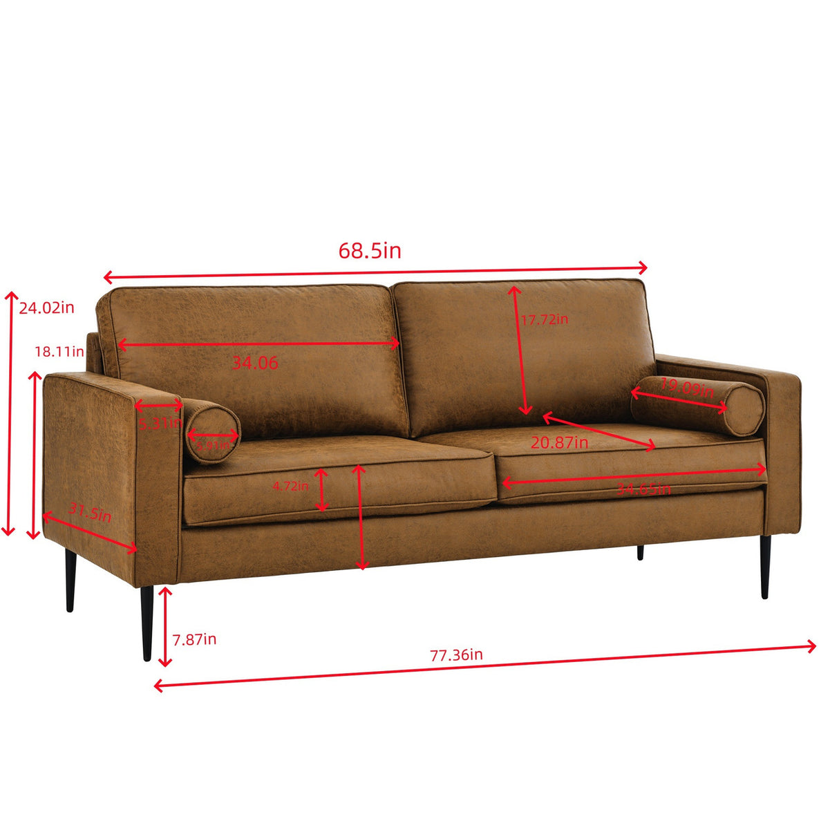 Mid-Century Modern Couch with high-tech Fabric Surface