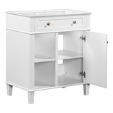 White 30" Bathroom Vanity without Sink, Bathroom Cabinet Base Only