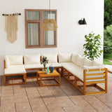 9 Piece Wood Patio Lounge Set with Cushions