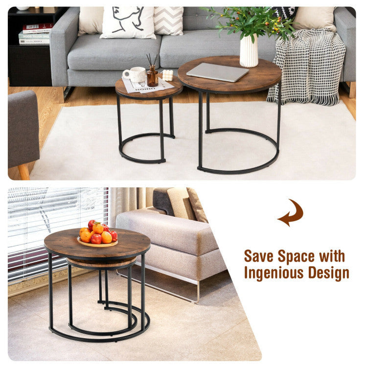 2PCS Modern Classic Yet Simper Nesting End Coffee Tables