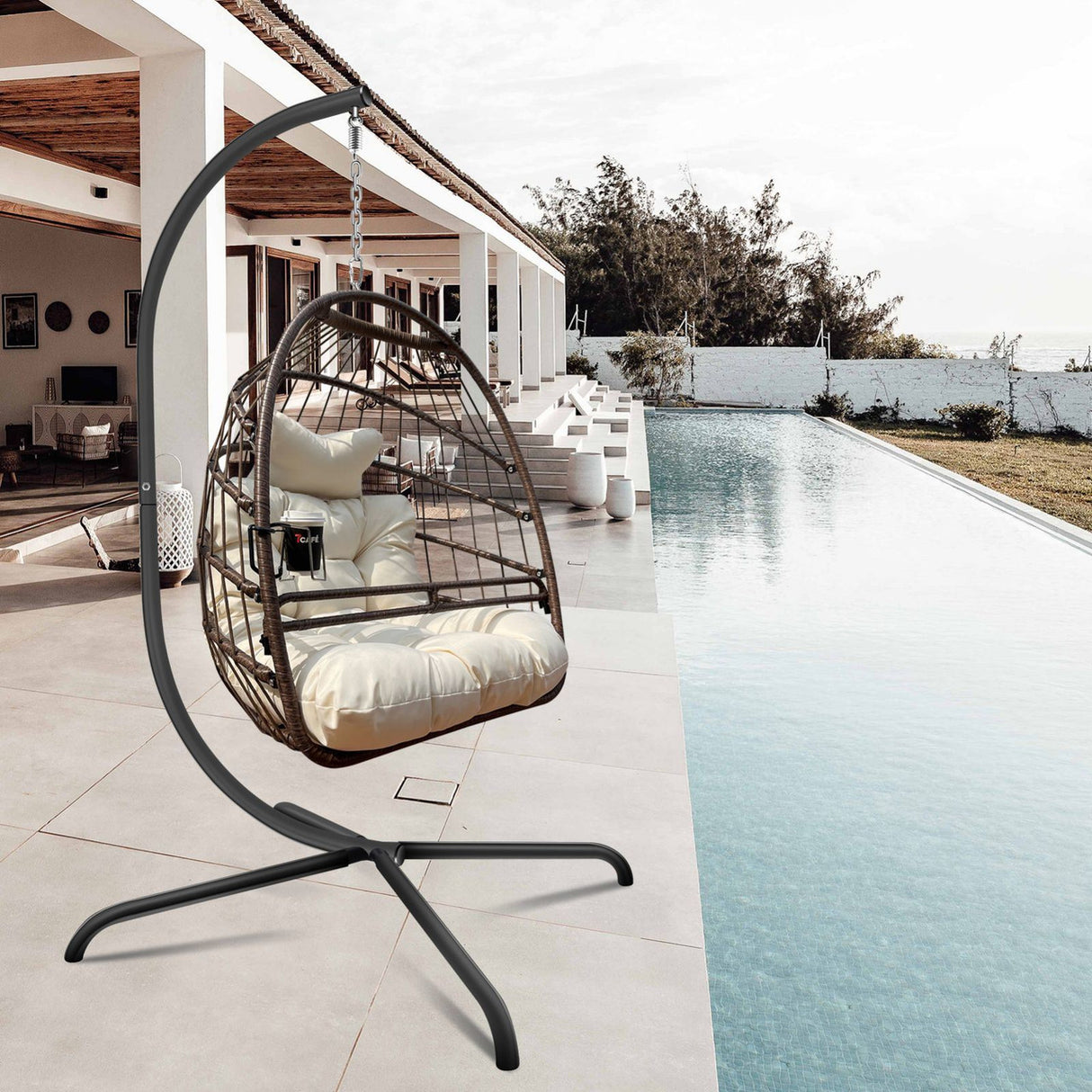 Swing Egg Chair with Stand Indoor Outdoor