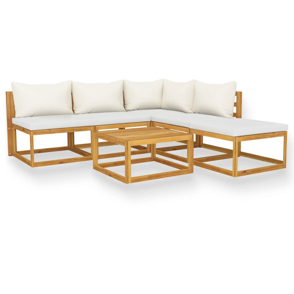 6 Piece Acacia Wood Lounge Set with Cushions