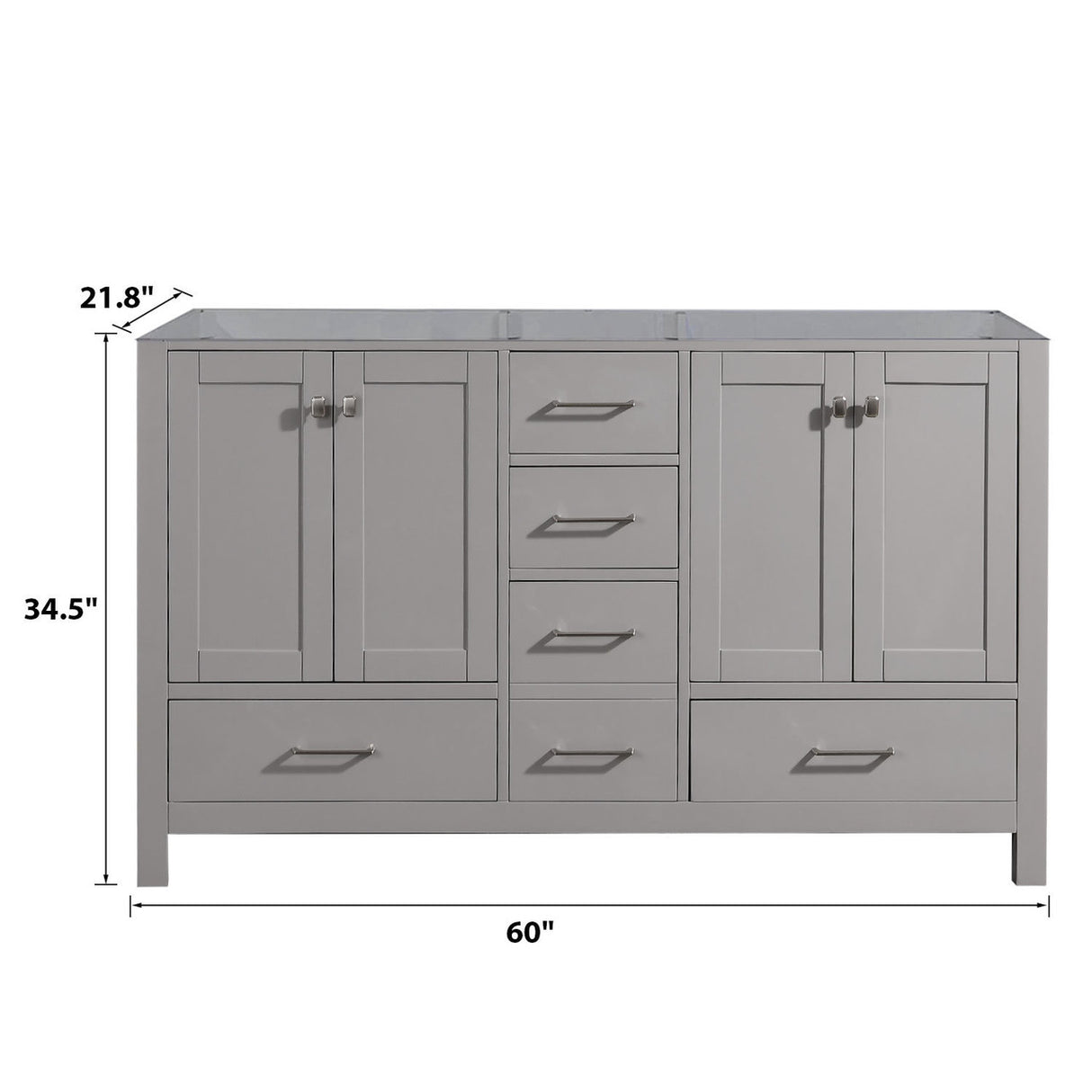 Bathroom Vanity without Top and Sink with Soft Close Doors and Drawers in Gray