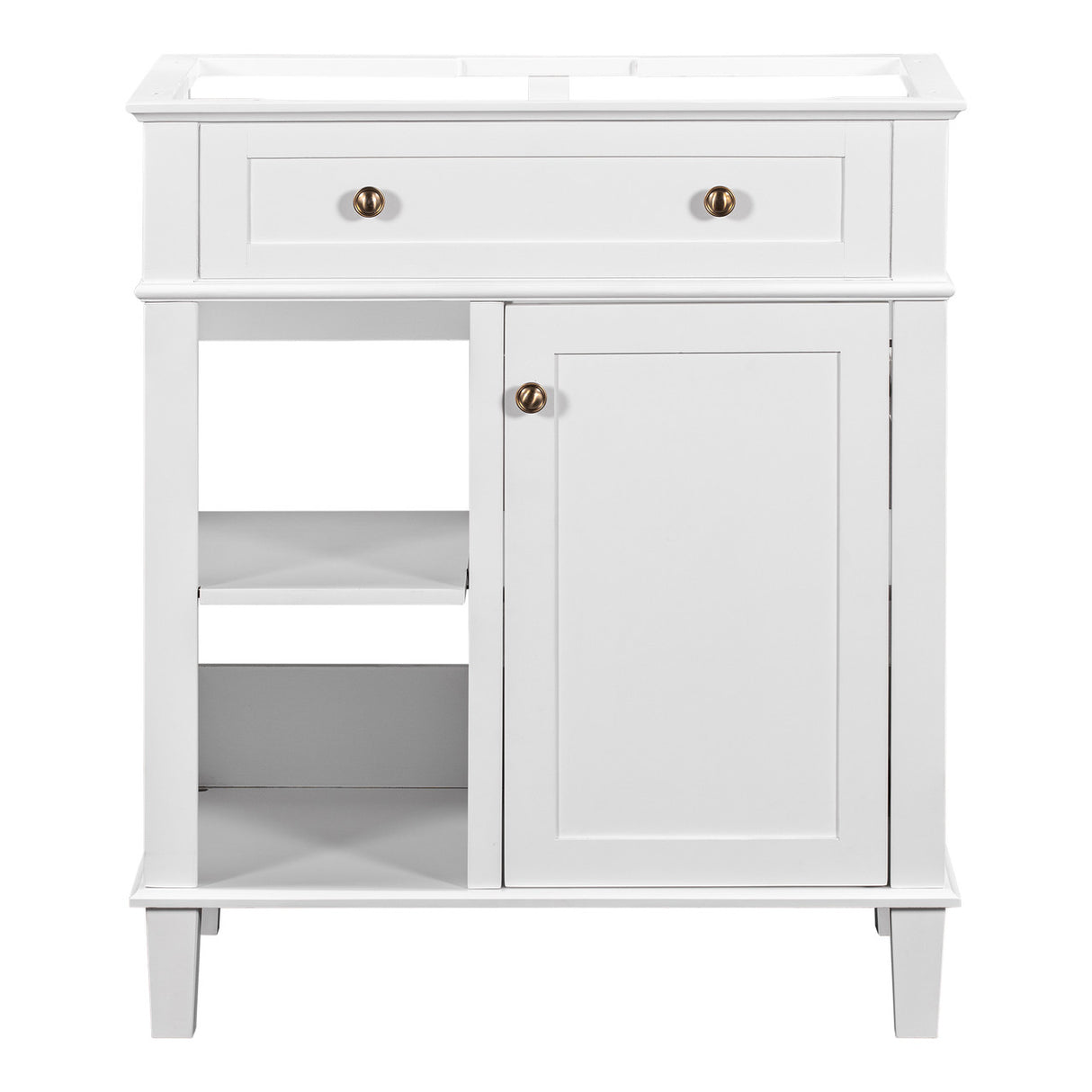 White 30" Bathroom Vanity without Sink, Bathroom Cabinet Base Only