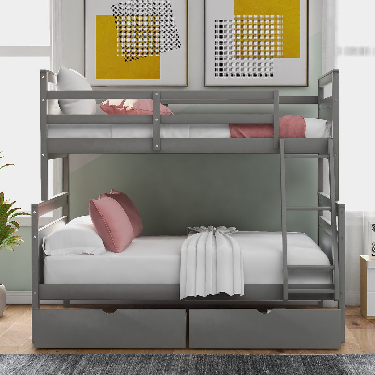 Twin over Full Bunk Bed with Ladder