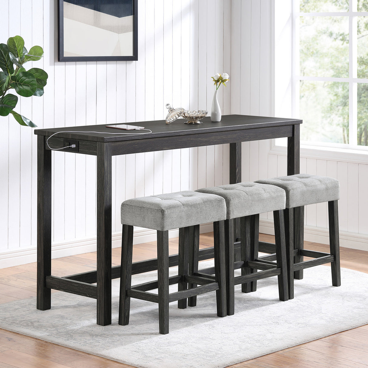 Bar Table Set with Power Outlet