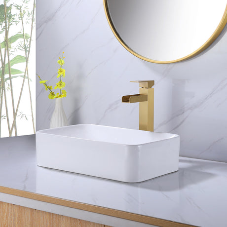 Square Raised Single Handle Waterfall Faucet