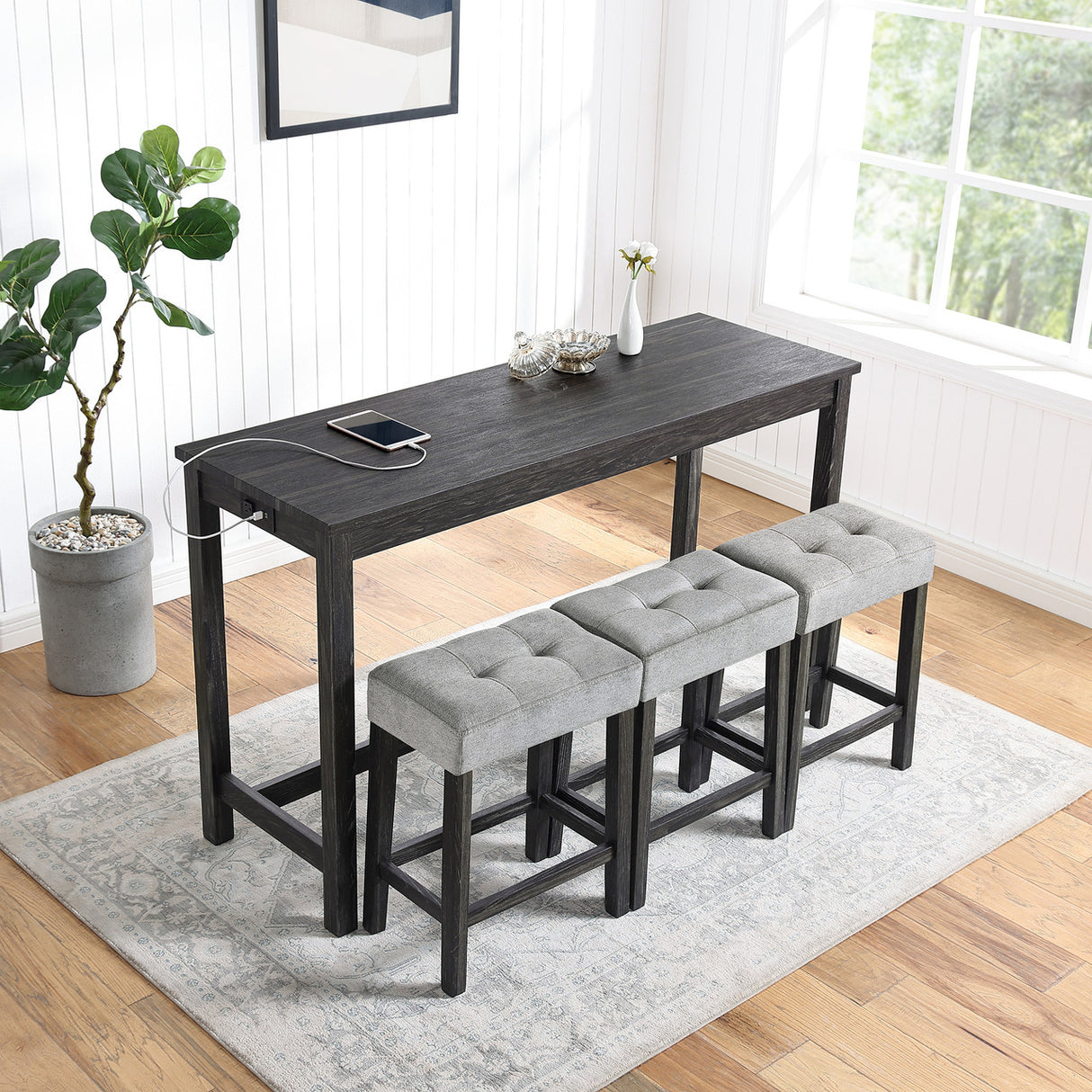 Bar Table Set with Power Outlet