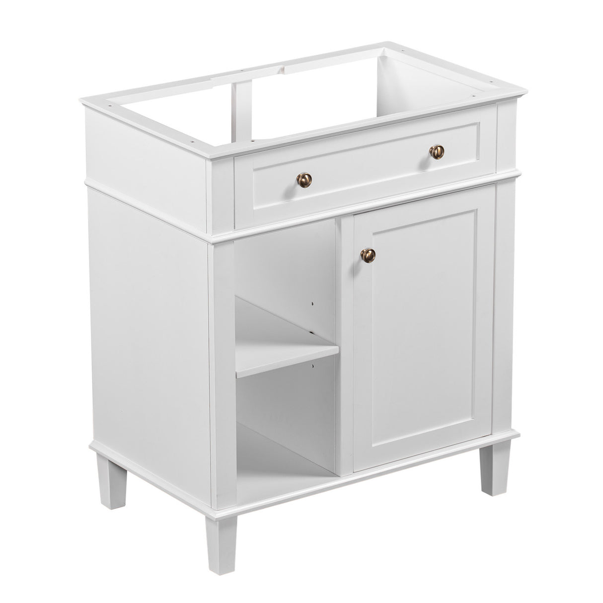 White 30" Bathroom Vanity without Sink, Bathroom Cabinet Base Only