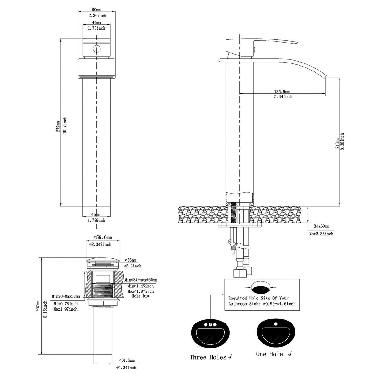 Waterfall Single Handle Sink Faucet