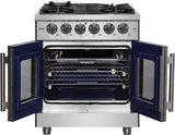 Forno 30" Massimo, Freestanding French Door Dual Fuel Range with 5 Sealed Burners, 4.32 cu. ft. Oven Capacity, Continuous Grates, Steam Clean, and Convection Oven - FFSGS6325-30