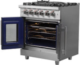 Forno 30" Massimo, Freestanding French Door Dual Fuel Range with 5 Sealed Burners, 4.32 cu. ft. Oven Capacity, Continuous Grates, Steam Clean, and Convection Oven - FFSGS6325-30