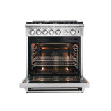 Forno 3-Piece Appliance Package - 30" Gas Range, Pro-Style Refrigerator, and Dishwasher in Stainless Steel