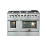 Forno 3-Piece Appliance Package - 48" Gas Range, French Door Refrigerator, and Dishwasher in Stainless Steel