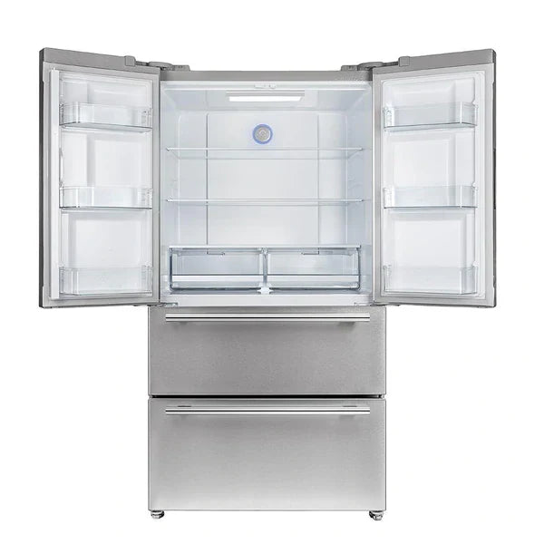 Forno 3-Piece Pro Appliance Package - 30" Dual Fuel Range, French Door Refrigerator, and Dishwasher in Stainless Steel