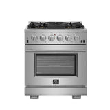 Forno 3-Piece Pro Appliance Package - 30" Gas Range, Pro-Style Refrigerator, and Dishwasher in Stainless Steel