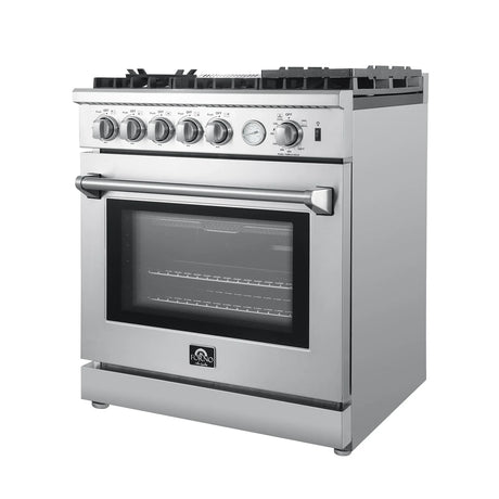 Forno Lazio - 30" All Gas Range, 5 burners with Air Fryer and Griddle - FFSGS6276-30