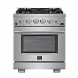 Forno 3-Piece Pro Appliance Package - 30" Gas Range, French Door Refrigerator, and Dishwasher in Stainless Steel