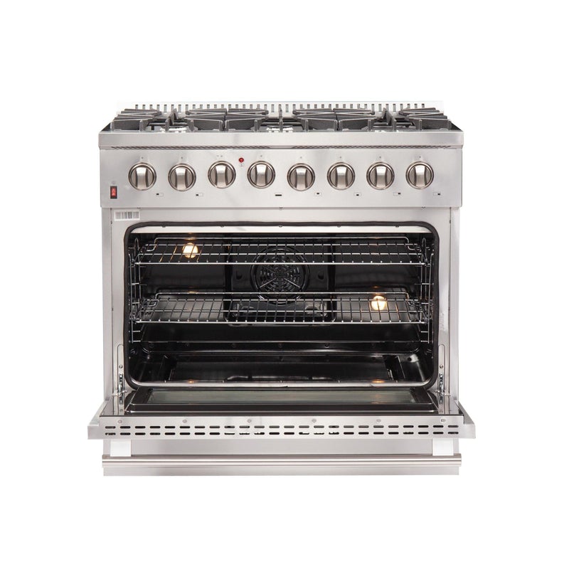 Forno 36" Galiano Gas Range with 240v Electric Oven - 6 Burners and Convection Oven - FFSGS6156-36