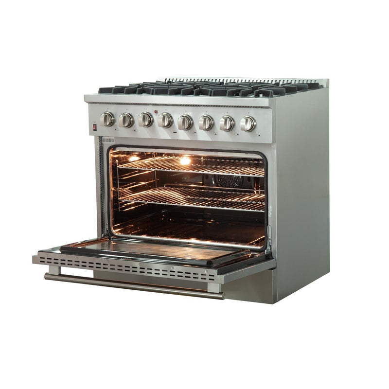 Forno 36" Galiano Gas Range with 240v Electric Oven - 6 Burners and Convection Oven - FFSGS6156-36