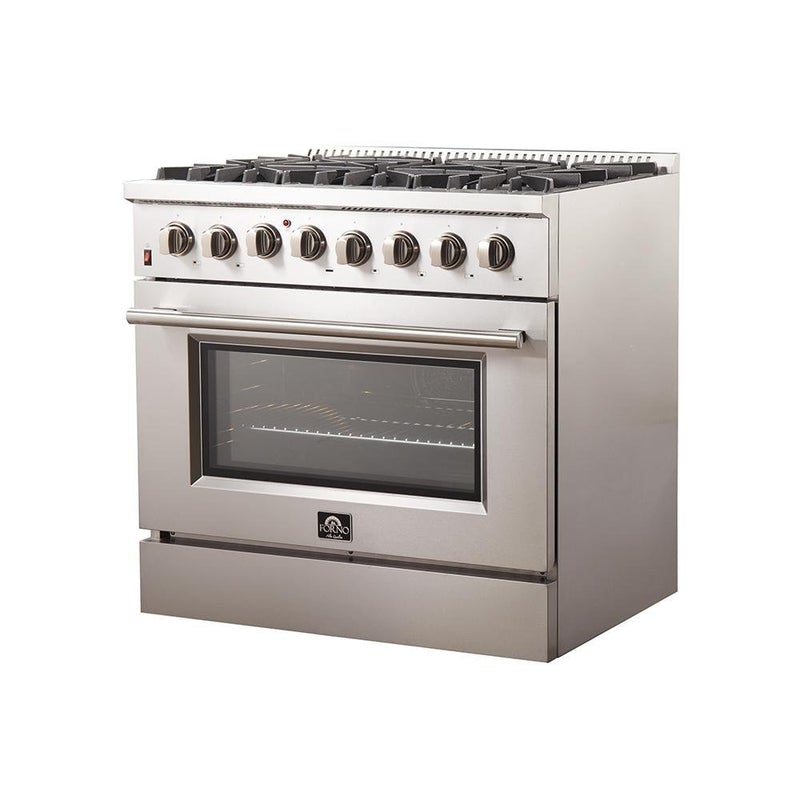 Forno 36" Galiano Gas Range with 240v Electric Oven - 6 Burners and Convection Oven - FFSGS6156-36