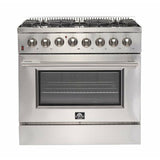 Forno 36" Galiano Gas Range with 240v Electric Oven - 6 Burners and Convection Oven - FFSGS6156-36