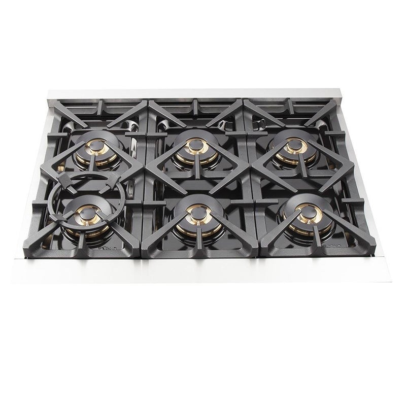 Forno 36" Capriasca Dual Fuel Range - Gas Cooktop with 240v Electric Oven - 6 Burners, Convection Oven and 120,000 BTUs - FFSGS6187-36