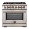 Forno 36" Capriasca Dual Fuel Range - Gas Cooktop with 240v Electric Oven - 6 Burners, Convection Oven and 120,000 BTUs - FFSGS6187-36