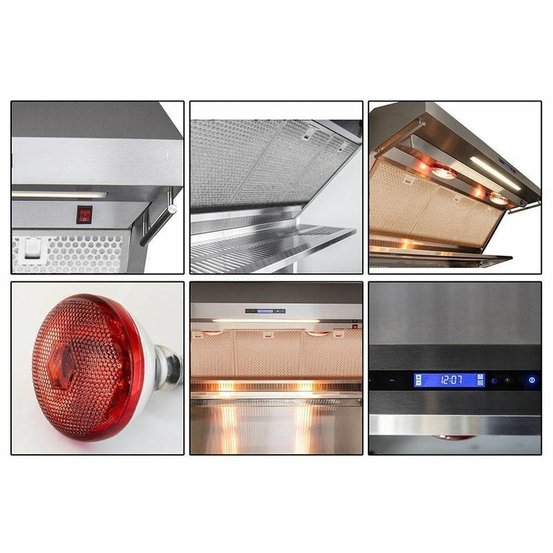 Forno 36" Wall Mount Range Hood with Red Light Warmer, Shelf/Backsplash, and 1200 CFM Motor - FRHWM5029-36HB