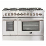 Forno 48" Galiano Dual Fuel Range - Gas Cooktop with 240v Electric Oven - 8 Burners, Griddle, and Double Oven  - FFSGS6156-48