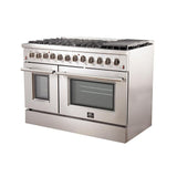 Forno 48" Galiano Dual Fuel Range - Gas Cooktop with 240v Electric Oven - 8 Burners, Griddle, and Double Oven  - FFSGS6156-48