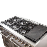 Forno 48" Galiano Dual Fuel Range - Gas Cooktop with 240v Electric Oven - 8 Burners, Griddle, and Double Oven  - FFSGS6156-48