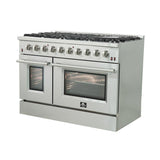 Forno 48" Galiano Gas Range with 8 Burners, Griddle, and Double Oven - FFSGS6244-48