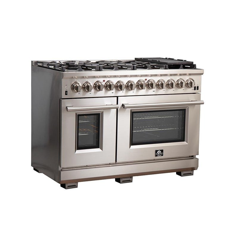 Forno 48" Capriasca Dual Fuel Range with 240v Electric Oven - 8 Burners, Griddle, and 160,000 BTUs - FFSGS6187-48