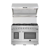 Forno 48" Wall Mount Range Hood with Red Light Warmer, Shelf/Backsplash, and 1200 CFM Motor - FRHWM5029-48HB